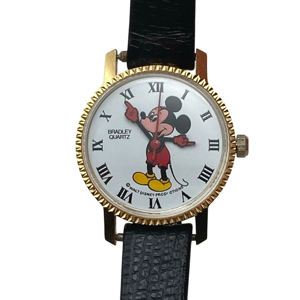 VTG Bradley Time Disney Mickey Mouse Watch 24mm - New Battery -Extra New Band